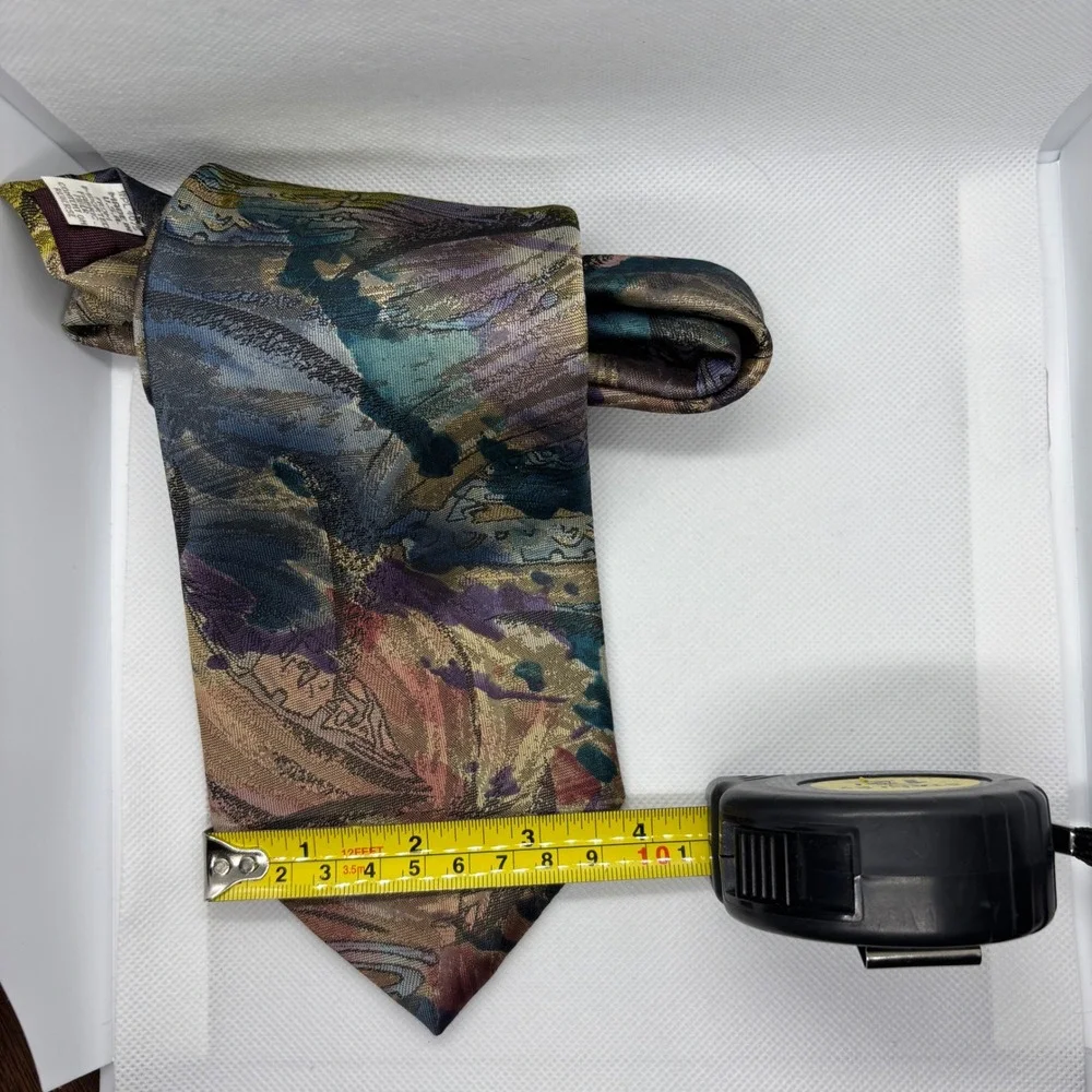 Bernardo Couture Necktie Mens Tie Grunge Abstract‎ Tapestry Wide Tie 80s Vintage
